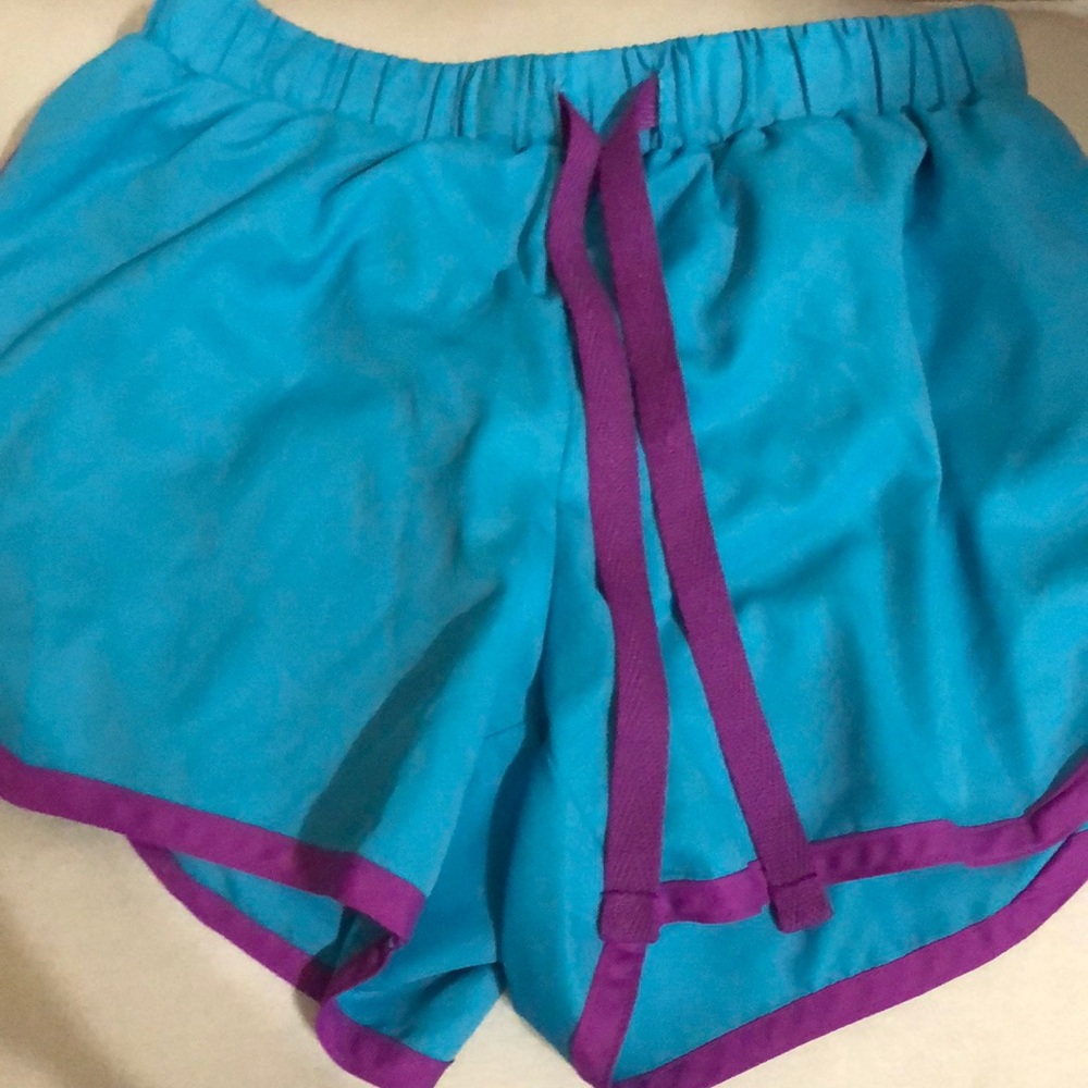 Blue and purple athletic shorts